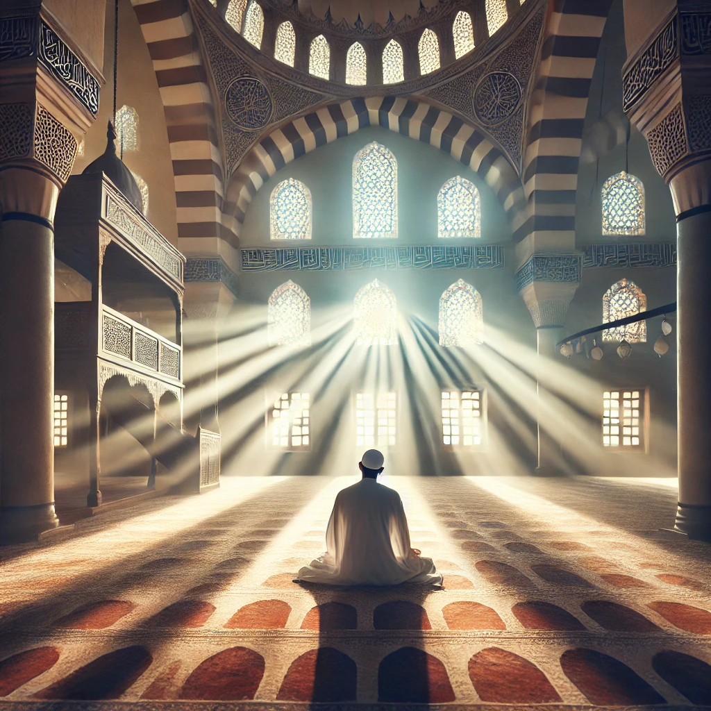 Person praying in mosque